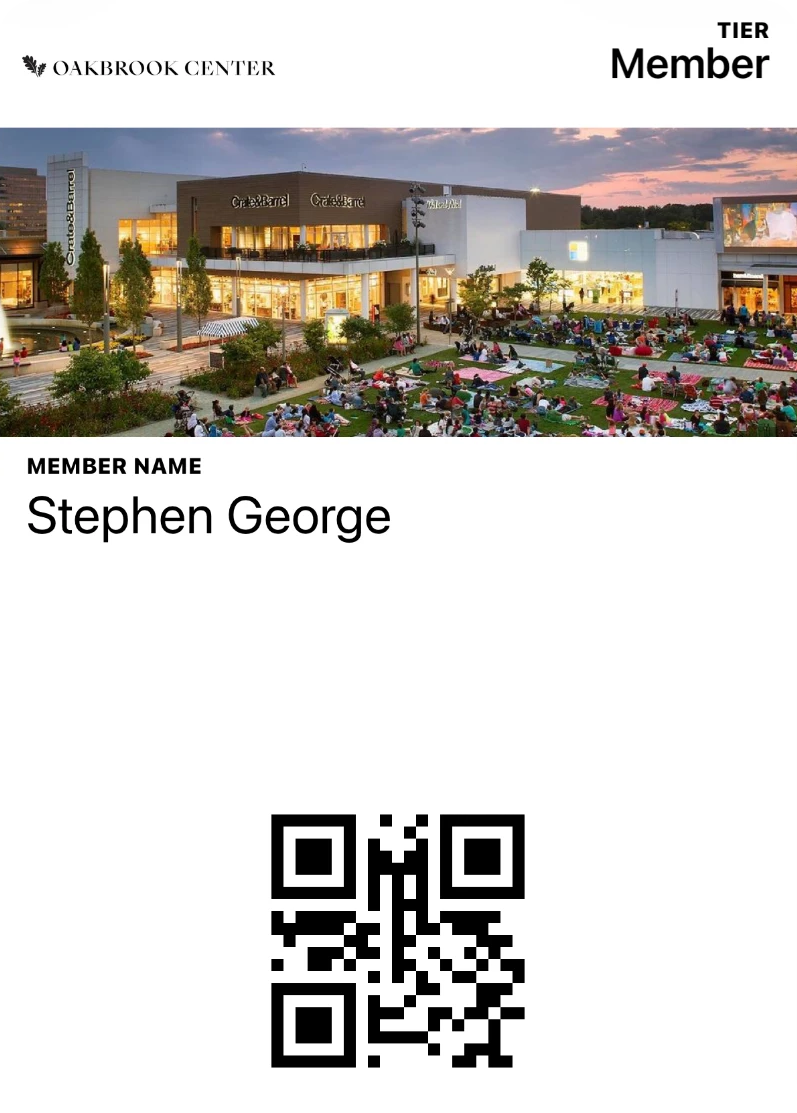 Oakbrook Center Pass in a digital wallet